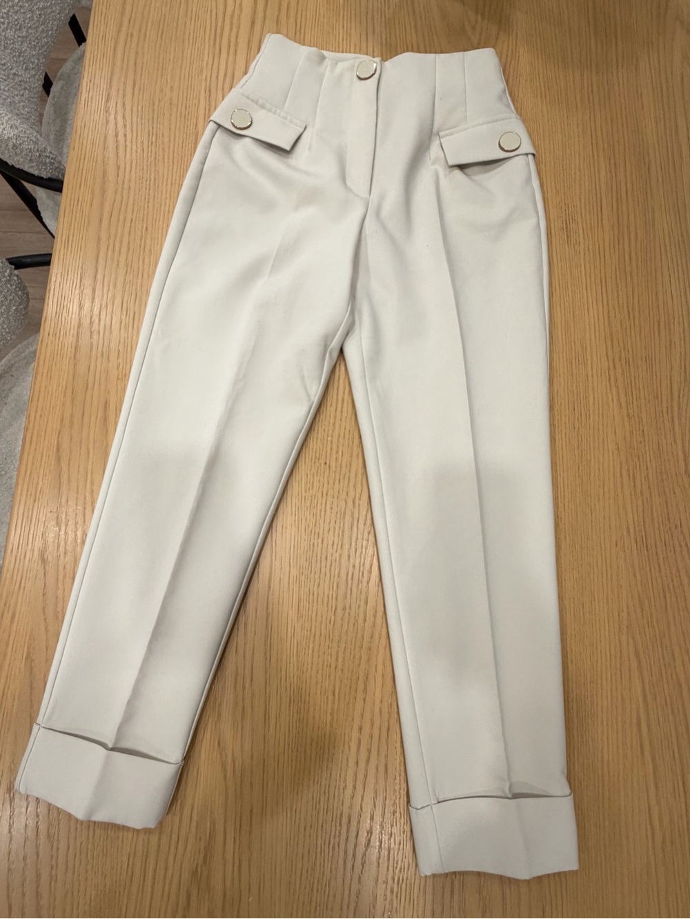 Zara Cream Straight-Leg Tailored Pants